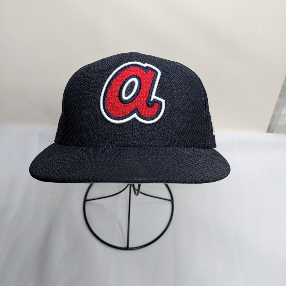 New Era 59Fifty Deep Navy & Red Atlanta Braves Throwback Fitted Hat Cap - 7 1/8